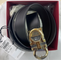 Ferragamo Belt  115cm NERO CALF HICKORY CALF (Gold buckle light black + brown)