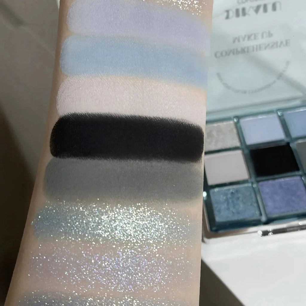 DIKALU Colorist Blue Mini 9 Colour Eyeshadow Palette Comprehensive Makeup Tray 7g