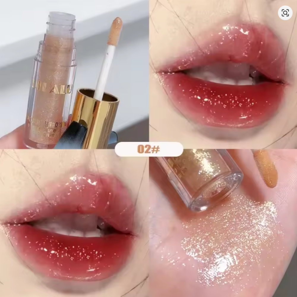 DIKALU Shave Ice Flash Lip Glaze #02 N2| Mirror Lip Gloss | Fine Shine | Transparent | Hydrating Non-Sticky Lipstick Paste